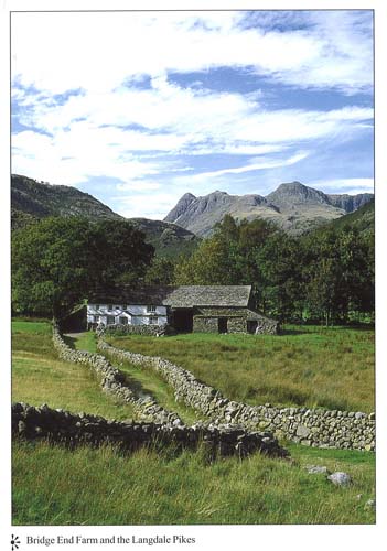 Bridge End Farm and The Langdale Pikes postcards